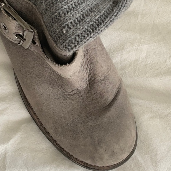 SOFTMOC Italian suede and knit slouch boots - Picture 5 of 10